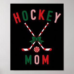 Christmas Hockey Stick Mom Coquette Bow Ice Hockey Poster