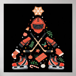Christmas Hockey Tree Holiday Sport Lover Present Poster
