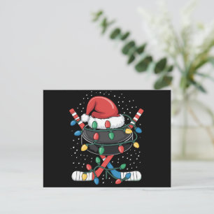 Christmas Hockey Xmas Santa Sports Hat Ball Holiday Postcard