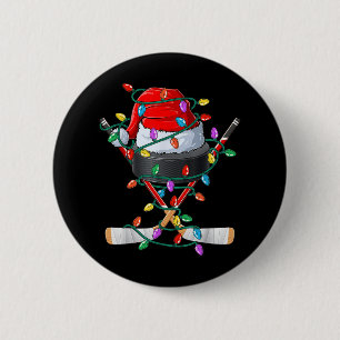 Christmas Hockey Xmas Santa Sports Hat Ball Kids B 6 Cm Round Badge