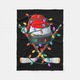 Christmas Hockey Xmas Santa Sports Hat Ball Kids B Fleece Blanket