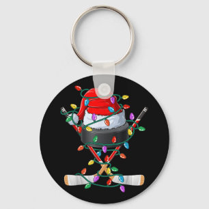 Christmas Hockey Xmas Santa Sports Hat Ball Kids B Key Ring