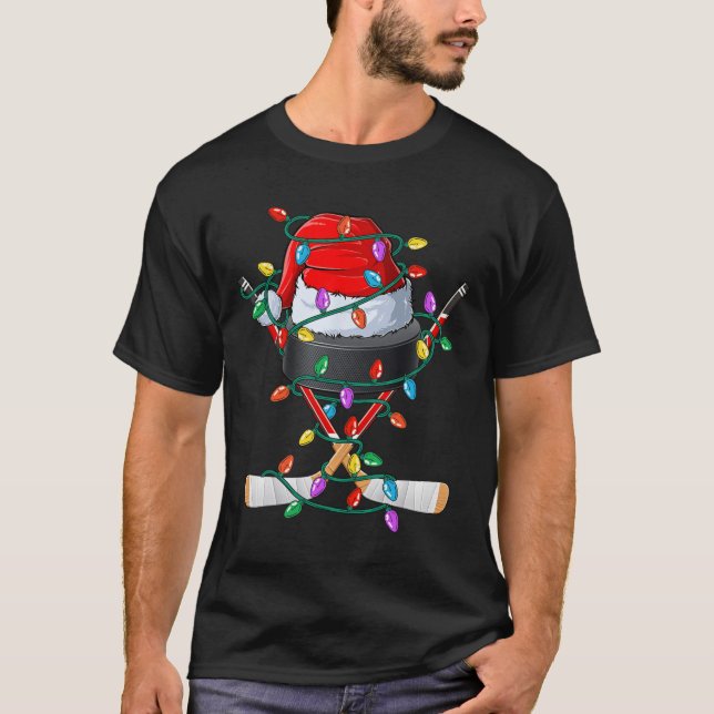Christmas Hockey Xmas Santa Sports Hat Ball Kids B T-Shirt (Front)