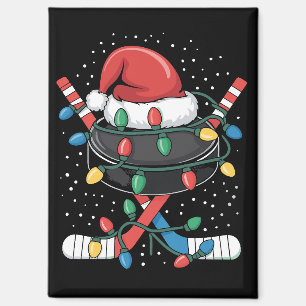 Christmas Hockey Xmas Santa Sports Hat Ball Magnet