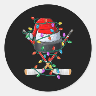 Christmas Hockey Xmas Santa Sports Hat Byll Kids B Classic Round Sticker