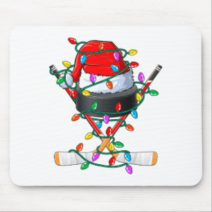 Christmas Hockey Xmas Santa Srts Hat Ball Kids B Mouse Pad