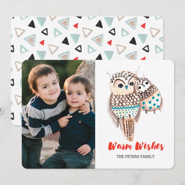 Christmas Hoiday Owls | Photo Invitations (Front/Back)