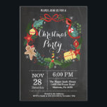 Christmas Holiady Party Invitation Floral Wreath<br><div class="desc">Christmas Holiday Party Invitation. Christmas Dinner Holiday Party Invitation. Christmas Floral Flowers Wreath. Chalkboard Background. For further customisation,  please click the "Customise it" button and use our design tool to modify this template.</div>