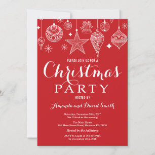 Christmas Holiady Party Invitation Red Ornament