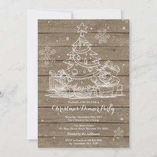 Christmas Holiady Party Invitation Rustic Wood