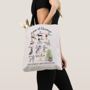 Christmas Holiday 12 Dogs of Christmas Howlidays Tote Bag