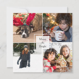 Christmas Holiday 4 Photo Greeting Custom Card