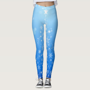Christmas Holiday Aesthetic Shining Star Blue Leggings