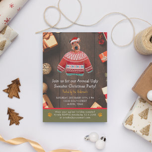 Christmas Holiday Airedale Dog Ugly Sweater Party Invitation