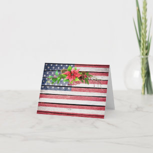 Christmas / Holiday American Wood Image Flag 1 Card