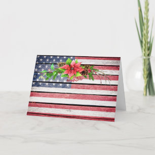 Christmas / Holiday American Wood Image Flag 5 Card