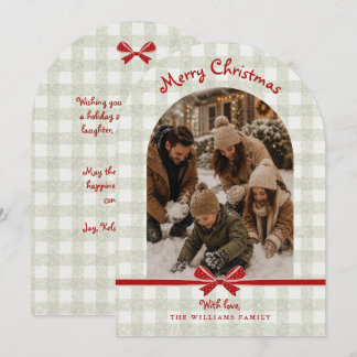 Christmas Holiday Arch Photo Card Gingham Bows