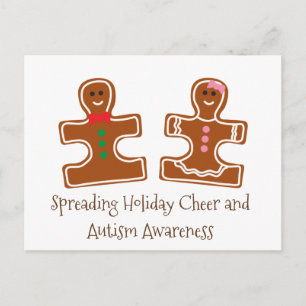 Christmas Holiday Autism Awareness Puzzle Cookies Postcard
