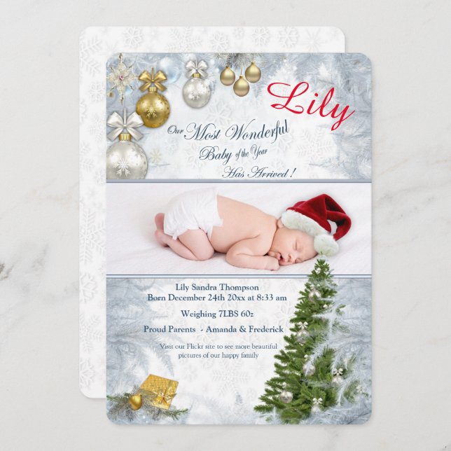 Christmas Holiday Baby of the Month Invitation (Front/Back)
