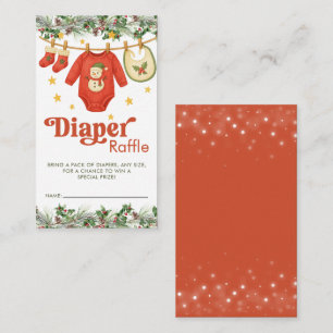 Christmas Holiday Baby Shower Diaper Raffle Ticket Enclosure Card