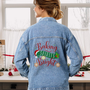 Christmas Holiday Baking Spirits Bright Festive Denim Jacket