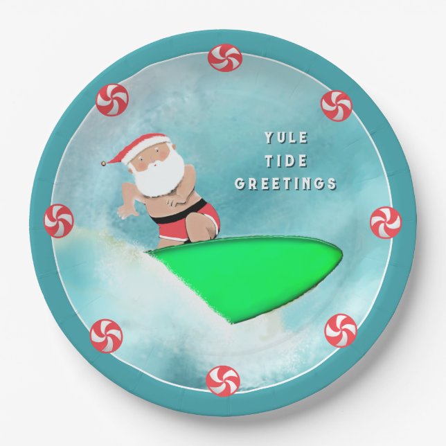Christmas Holiday Beach Party Paper Plate (Front)