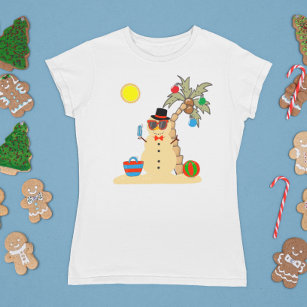 Christmas Holiday Beach Tropical Snowman T-Shirt