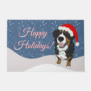 Christmas Holiday Bernese Mountain Dog  Doormat