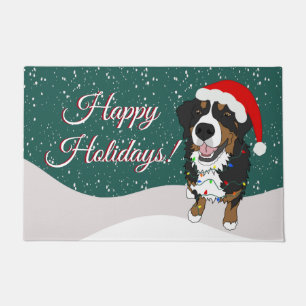 Christmas Holiday Bernese Mountain Dog Doormat