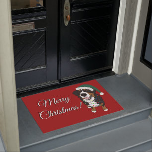Christmas Holiday Bernese Mountain Dog Doormat