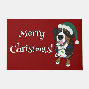 Christmas Holiday Bernese Mountain Dog Doormat