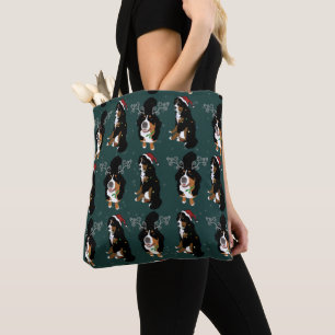Christmas Holiday Bernese Mountain Dog Tote Bag