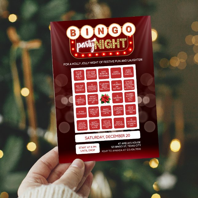 Christmas Holiday Bingo Card (Holiday Ladies Night Out Christmas Holiday Bingo Game Card Invitation)