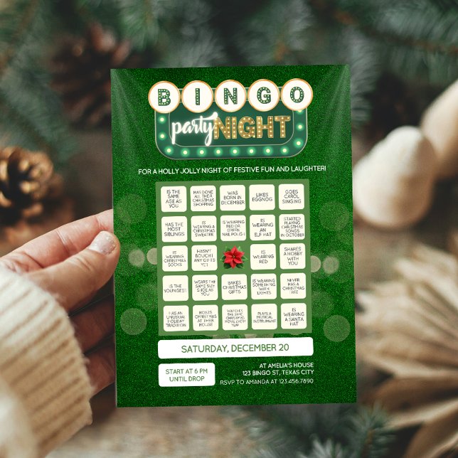 Christmas Holiday Bingo Game Card (Christmas Bingo Game Card Front)