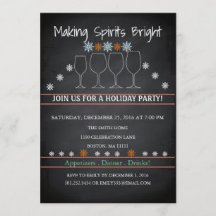 Christmas Holiday Black Chalkboard Snowflake Party Invitation