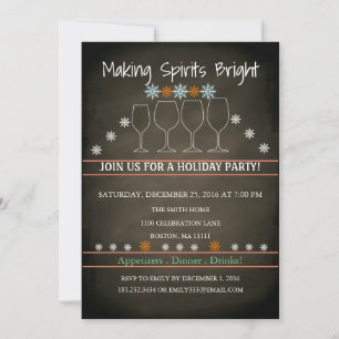 Christmas Holiday Black Chalkboard Snowflake Party Invitation