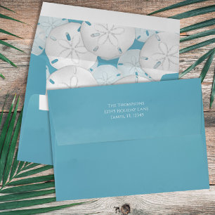 Christmas Holiday Blue Beach Sand Dollar  Envelope