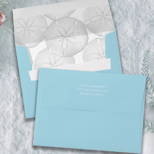 Christmas Holiday Blue Beach Sand Dollar  Envelope