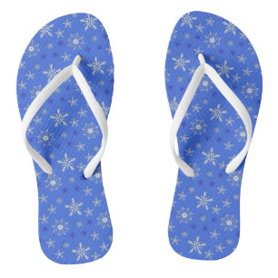 christmas holiday blue pattern thongs