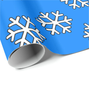Christmas Holiday Blue & White Snowflake Ornament Wrapping Paper