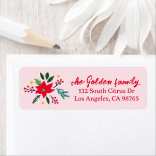 Christmas Holiday Botanicals Poinsettia CUSTOM Return Address Label