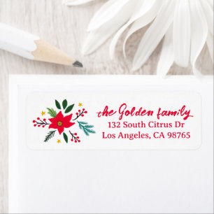 Christmas Holiday Botanicals Poinsettia CUSTOM Return Address Label