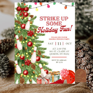 Christmas Holiday Bowling Party Invitation