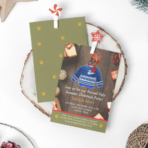 Christmas Holiday Boxer Dog Ugly Sweater Party Invitation