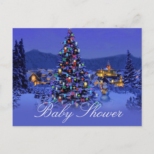 Christmas, holiday bridal shower invitations. invitation postcard (Front)