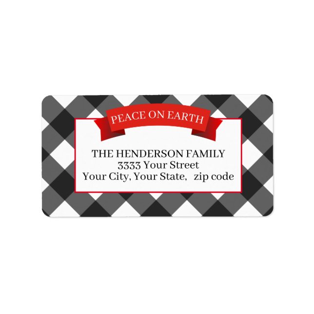 Christmas Holiday Buffalo Plaid Return Address Label (Front)