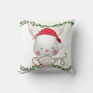Christmas Holiday Bunny Cushion