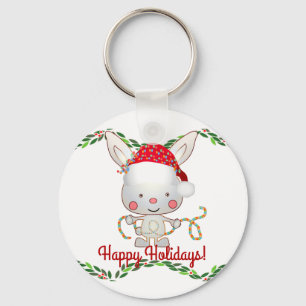 Christmas Holiday Bunny Key Ring