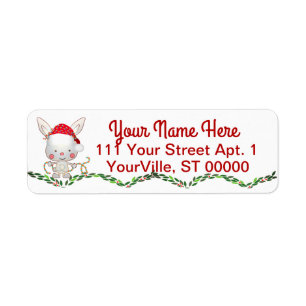 Christmas Holiday Bunny Return Address Label