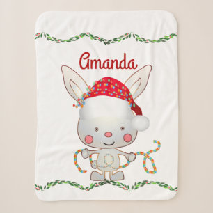 Christmas Holiday Bunny Sherpa Blanket